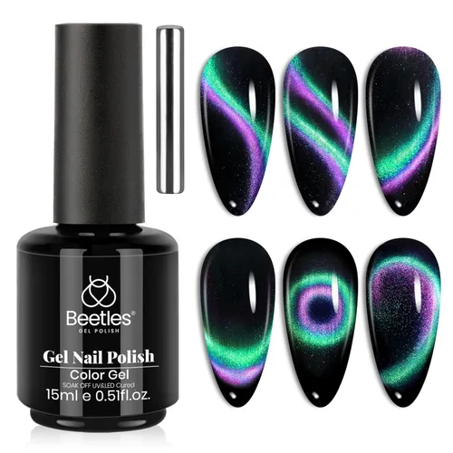 Miniatura 74 de Beetles - Esmalte de uñas de gel ultravioleta semipermanente sin HEMA de alto brillo para manicura francesa y arte de uñas, frasco a juego, blanco