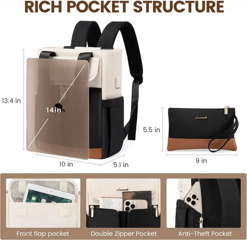Miniatura 3 de LOVEVOOK Mochila para mujer, mini mochilas convertibles para adolescentes y niñas, pequeña bolsa universitaria para el trabajo, escuela, viajes