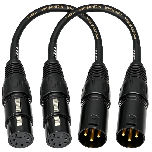 Miniatura 7 de CNCESS XLR - Cable adaptador de 3 pines macho a XLR hembra de 5 pines, 6 pulgadas, convertidor de nicho DMX/audio, paquete de 2