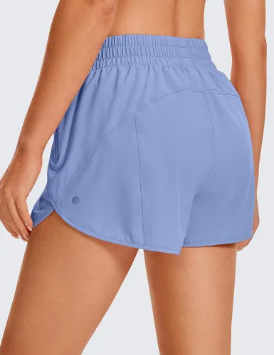 Miniatura 2 de CRZ YOGA Pantalones cortos para correr para mujer, talle alto, con bolsillo con cremallera, forro de malla, entrepierna de 3 pulgadas, dobladillo