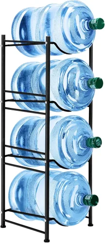 SEHERTIWY Estante enfriador de agua de 5 galones, estante de almacenamiento de botellas de agua desmontable de 4 niveles, organización de botellas
