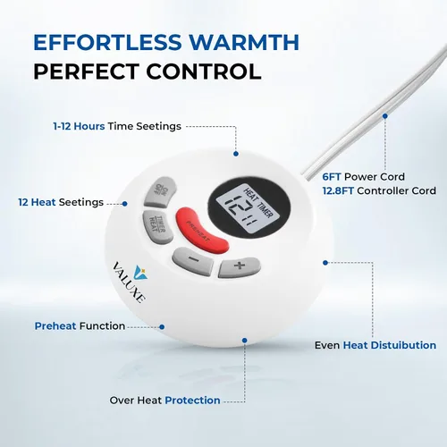 Miniatura 4 de Protector de Colchón Calefactable Tamaño Individual Acolchado Calentador de Cama Eléctrico de Lujo Comodidad Calor Protector de Colchón Controlador