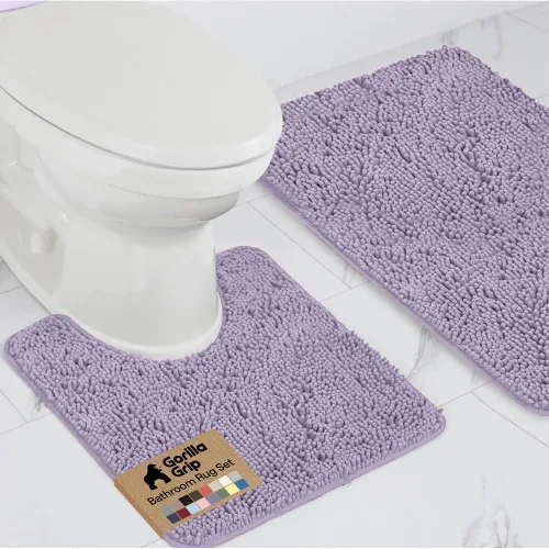 Miniatura 49 de GORILLA GRIP - Juegos de alfombras de baño, juego de 2 alfombras de chenilla suave, alfombra base para inodoro y alfombra de 30 x 20, alfombras Negro