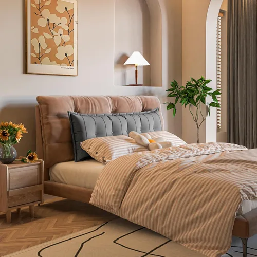 Miniatura 5 de Johnear Almohada Grande para Cabecero de Algodón y Lino, Cojín para Cama Diurna, Respaldo, Almohada Cilíndrica de Soporte y Posicionamiento