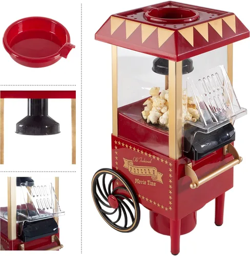Miniatura 6 de Máquina de Palomitas de Aire - Máquina para Hacer Palomitas de Aire Caliente - Máquina de Palomitas de Mostrador de 6 Tazas Estilo Vintage Sin