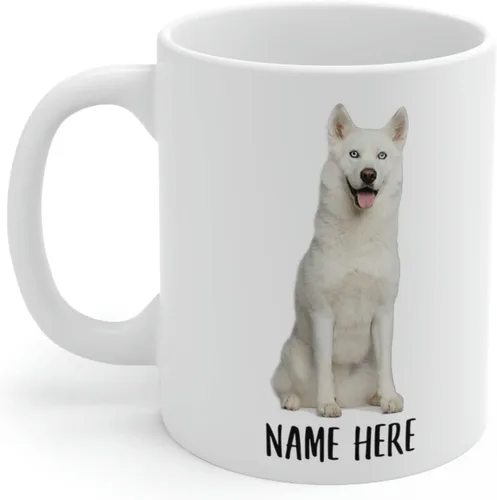 Miniatura 3 de Funny Siberian Husky Blanco Personalizado Nombre Navidad 2025 Regalos Taza de Café Blanco 11 Oz