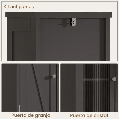 Miniatura 7 de ChooChoo Armario Alto de Almacenamiento para Baño con Luz, Gabinete de Baño Estrecho de 5 Niveles con 2 Puertas, Gabinete de Ropa Blanca Delgado
