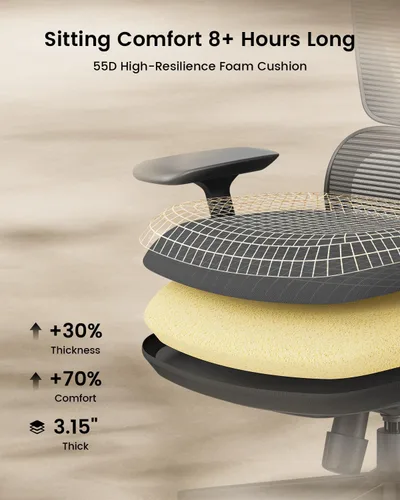 Miniatura 6 de ProtoArc Silla de oficina ergonómica EC300 ajustable lumbar con respaldo alto, asiento deslizante, reposacabezas 3D, reposabrazos más anchos, 4