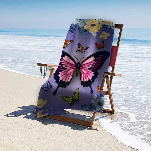 Miniatura 8 de Toalla de playa de microfibra mariposa – Toalla de viaje de secado rápido sin arena para adultos, adolescentes y niños (30 x 60 pulgadas)