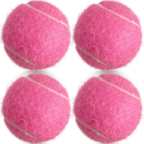 Pelotas de tenis, paquete de 4 pelotas de tenis de práctica para principiantes, pelotas de tenis de entrenamiento para mascotas y perros Rosado