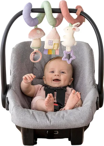 Itzy Ritzy Juguete de actividad en espiral para asiento de automóvil y cochecito – Juguetes para cochecito y asiento de automóvil para edades de 0