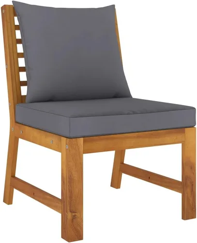 Miniatura 7 de Ensemble Salon de Jardin 9 Pièces en Bois d'Acacia Massif avec Coussins Gris, Mobilier d'Extérieur Modulable Pour Terrasse et Balcon, Confortable et