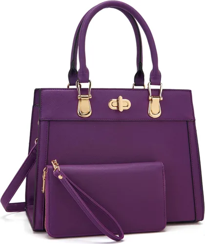 Miniatura 9 de Conjunto de bolso para mujer, bolso de mano, bolso de hombro, asa superior, bolsa de trabajo, bolsa cruzada a juego, 2 piezas