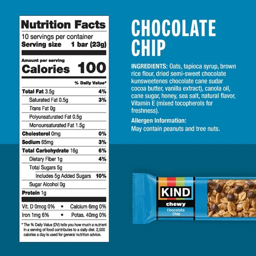 Miniatura 2 de KIND Barra masticable de granola, chispas de chocolate, 10