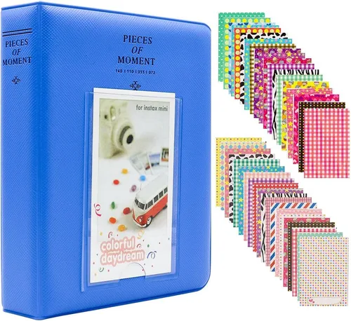 Miniatura 22 de Ablus - Álbum de fotos con 64 bolsillos para fotos instantáneas de cámaras Fujifilm Instax Mini 7s 8 8+ 9 25 26 50s 70 90 y letrero, pequeño Azul