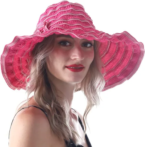 Miniatura 9 de Sombreros de sol de playa vintage para mujer, sombrero de verano plegable de ala ancha