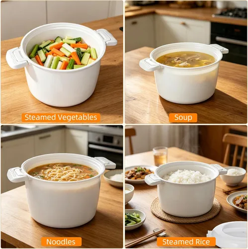 Miniatura 6 de Angoily - Arrocera para microondas: vaporizador de arroz portátil para microondas para verduras, utensilios de cocina para pasta para microondas