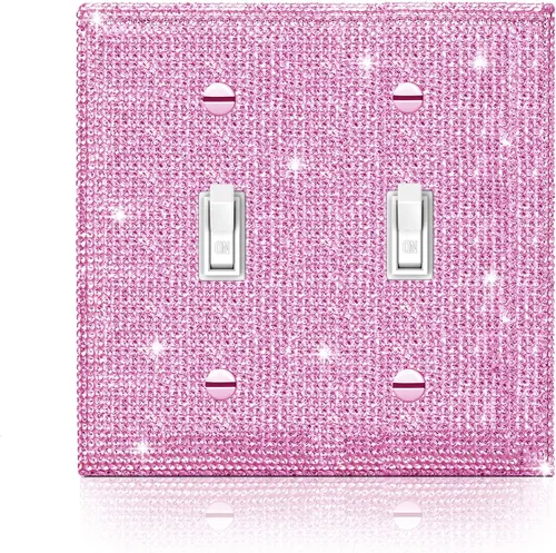 Miniatura 32 de 4 piezas de placa de pared rosa plateado brillante cubierta decorativa interruptor de luz cubierta de interruptor de palanca única diamantes