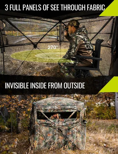 Miniatura 2 de TIDEWE Hunting Blind 270°See Through with Carrying Bag for Turkey Hunting, Pop Up Ground Blinds, Portable Resilient Hunting Tent