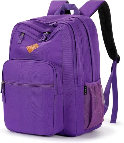 Miniatura 26 de ZORFIN - Mochila de 26 litros para la escuela, universidad y viajes, impermeable, con 8 compartimentos, Verde militar, Moderno