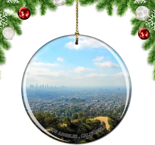 Miniatura 29 de California Los Ángeles Battleship Museum USA Christmas Tree Adorno Decoración Colgante Colgante Decoración City Travel Souvenir Collection Porcelana