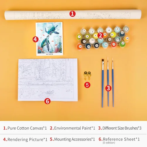 Miniatura 3 de TUMOVO Pintura por números para adultos, tortuga marina, pintura por números, tortuga náutica oceánica, para niños, kits de pintura por números