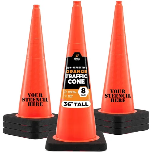 Miniatura 18 de Xpose Safety Cono de tráfico verde lima de 28 pulgadas, paquete de 4, cono de seguridad de PVC de alta calidad para estacionamiento, precaución