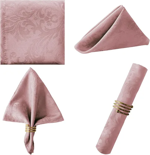 Miniatura 21 de Servilletas cuadradas de jacquard blanco, servilletas de poliéster suave resistentes a las arrugas con diseño damasco, servilletas de tela