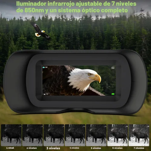Miniatura 4 de WOSPORTS Gafas de visión nocturna 4K, zoom óptico de 10X y digital de 8X, rango infrarrojo de 1315 pies, batería recargable de 5000 mAh, IPX Verde