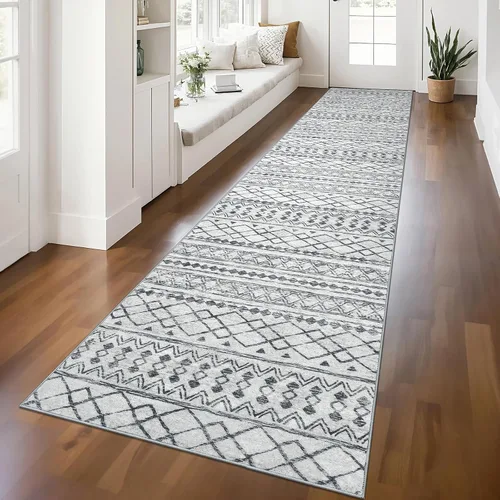 Miniatura 129 de KUTA Alfombras Boho para pasillos de 2.6x10 pies, alfombra de pasillo marroquí lavable, antideslizante, vintage, gris, alfombras de cocina, ultra