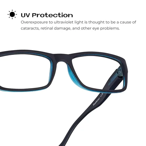 Miniatura 4 de Readerest Lentes de lectura con bloqueo de luz azul (azul, aumento de 2.00), anteojos para computadora con lente reflectante fina, antirreflejos
