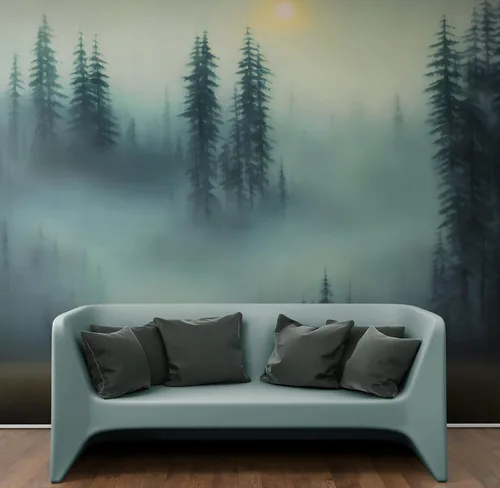 Miniatura 5 de Papel tapiz de bosque brumoso, papel tapiz extraíble de bosque, papel tapiz de bosque brumoso, papel tapiz temporal, papel tapiz para guardería