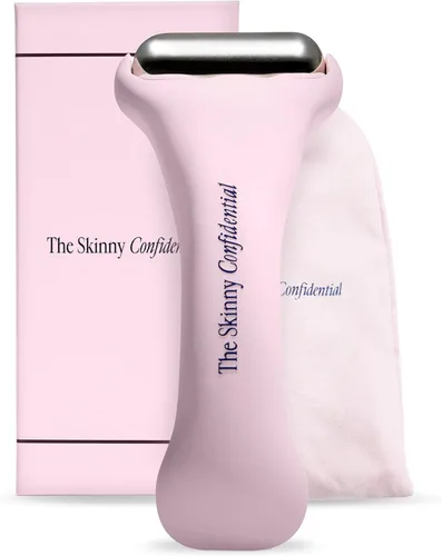 The Skinny Confidential Rodillo de hielo para cara, rodillo de hielo de acero inoxidable para reducir la hinchazón, el enrojecimiento y los dolores