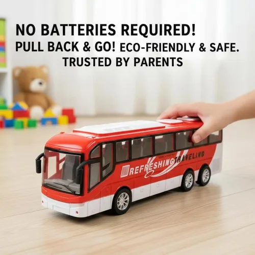 Miniatura 2 de Modelo de coche de juguete de autobús de viaje de 12.5 pulgadas para niños, coche de autobús urbano a escala 1:30 para niños pequeños, juego