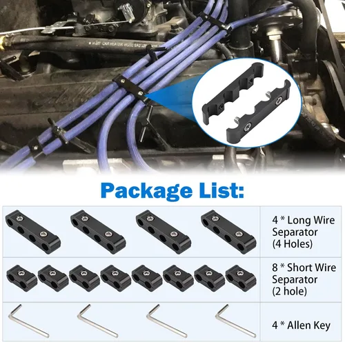 Miniatura 8 de 12 piezas de separador divisor de cable de bujía de motor de automóvil para cables de bujía de 8 mm, 9 mm, 10 mm Sujetadores de cable de encendido