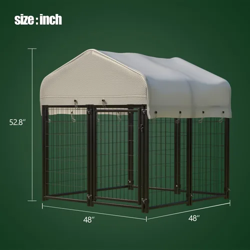 Miniatura 2 de 8 paneles de alambre soldado para perros grandes al aire libre con techo, perrera resistente para interiores y exteriores, recinto para perros