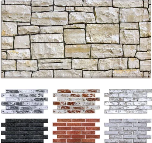 Miniatura 12 de Commomy Paneles de pared 3D de ladrillo sintético, 12 piezas de 22.8 x 11.8 pulgadas, azulejos finos y adhesivos de PVC UrltraLight para cocina
