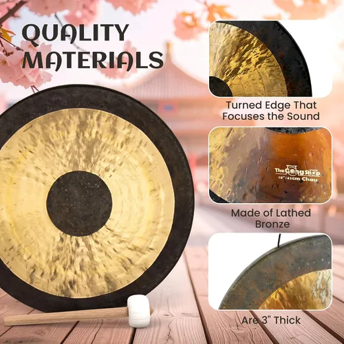 Miniatura 7 de The Gong Shop Gong chino hecho a mano, lavado rico y tonos de resonancia profunda para meditación, curación de sonido, yoga o decoración del hogar