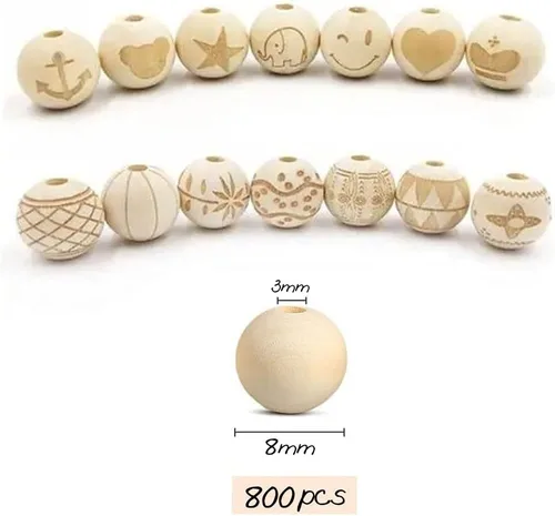 Miniatura 16 de 100 cuentas de madera natural de 0.984 in, cuentas espaciadoras de madera sin terminar de 1 pulgada, bolas redondas para hacer manualidades