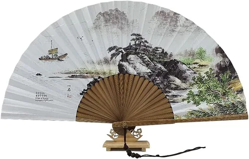 Miniatura 8 de ] Ventilador plegable de mano O-juk-sseon - Ventilador de tradición coreana Ventilador plegable de papel coreano con marco de bambú, ventilador Bambo