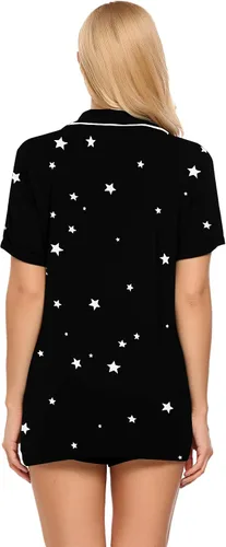 Miniatura 4 de Ekouaer - Conjunto de pijama clásica para mujer, pijama con shorts y parte superior con botones