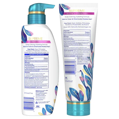 Miniatura 10 de Head & Shoulders Supreme, Champú y acondicionador para el cuidado del cuero cabelludo seco y la caspa, con aceite de argán y esencia de rosa, calma