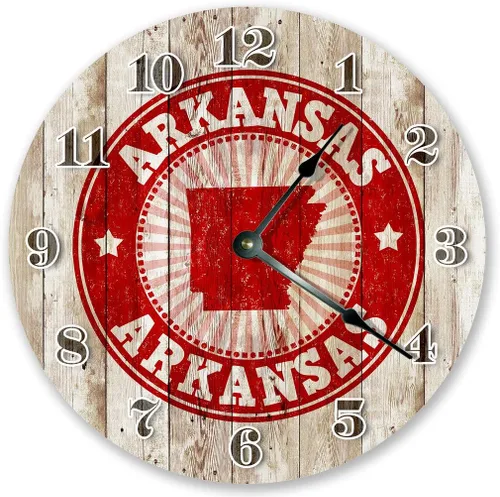 Reloj de pared grande de 10.5 pulgadas con sello de goma del estado de Arkansas, reloj de pared grande de 10.5 pulgadas, reloj de decoración para el