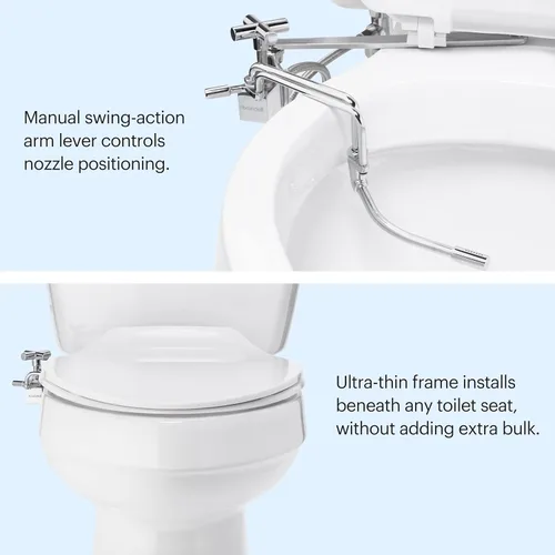 Miniatura 3 de Brondell SMB-15 - Accesorio de bidé manual montado en el lateral para asientos de inodoro con pulverizador ajustable y presión de agua, perfil