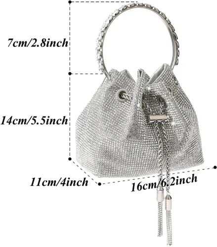 Miniatura 2 de DA BODAN Women Upgrade Sparkly Rhinestone Glitter Evening Bag, Shoulder Bags Crossbody Bag Purses for Wedding Prom Party Club