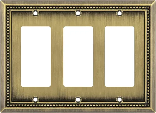 Miniatura 113 de Henne Bery Sunken Pearls - Placa de pared decorativa resistente para interruptor, cubierta para tomacorrientes (doble dúplex, níquel satinado)