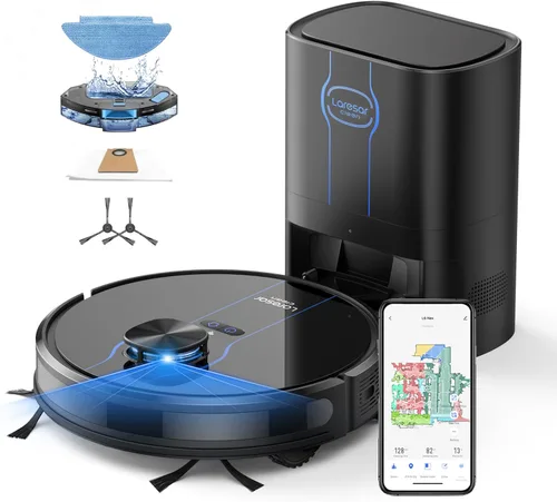 Robot aspirador y trapeador, 5000 Pa - Robot aspirador autovaciante, aspiradora robótica de navegación Lidar con mapeo inteligente, 180 minutos
