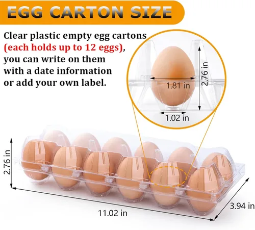 Miniatura 2 de 48 paquetes de cartones para huevos económicos a granel de 12 unidades, 1 docena de cartones para huevos transparentes y vacíos para huevos