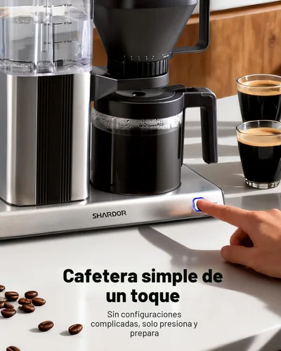 Miniatura 3 de SHARDOR Cafetera de goteo de 8 tazas con filtro reutilizable y cafetera de cristal, color negro y plateado