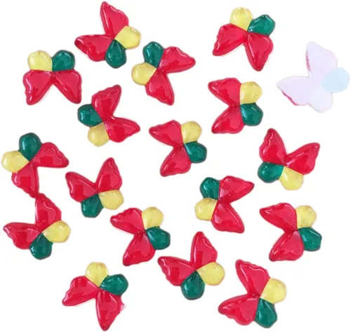 Miniatura 20 de Diamantes de imitación de mariposa con parte trasera plana, 80 unidades de 0.394 pulgadas, dijes de mariposa de resina para uñas, adornos, álbumes